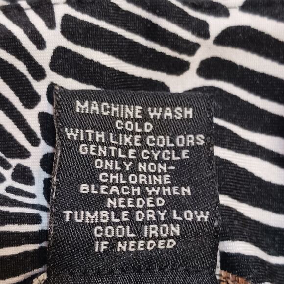 Robert Louis Pants Women's L Black & White Wide Leg Pull On Stretch Silky FLAW - Picture 4 of 11